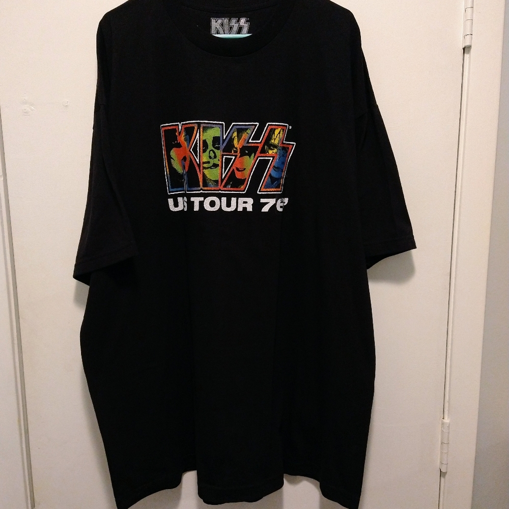 KISS Rock Band Men's Big & Tall 3XLT KISS US Tour 76' Black S/S T-Shirt NEW